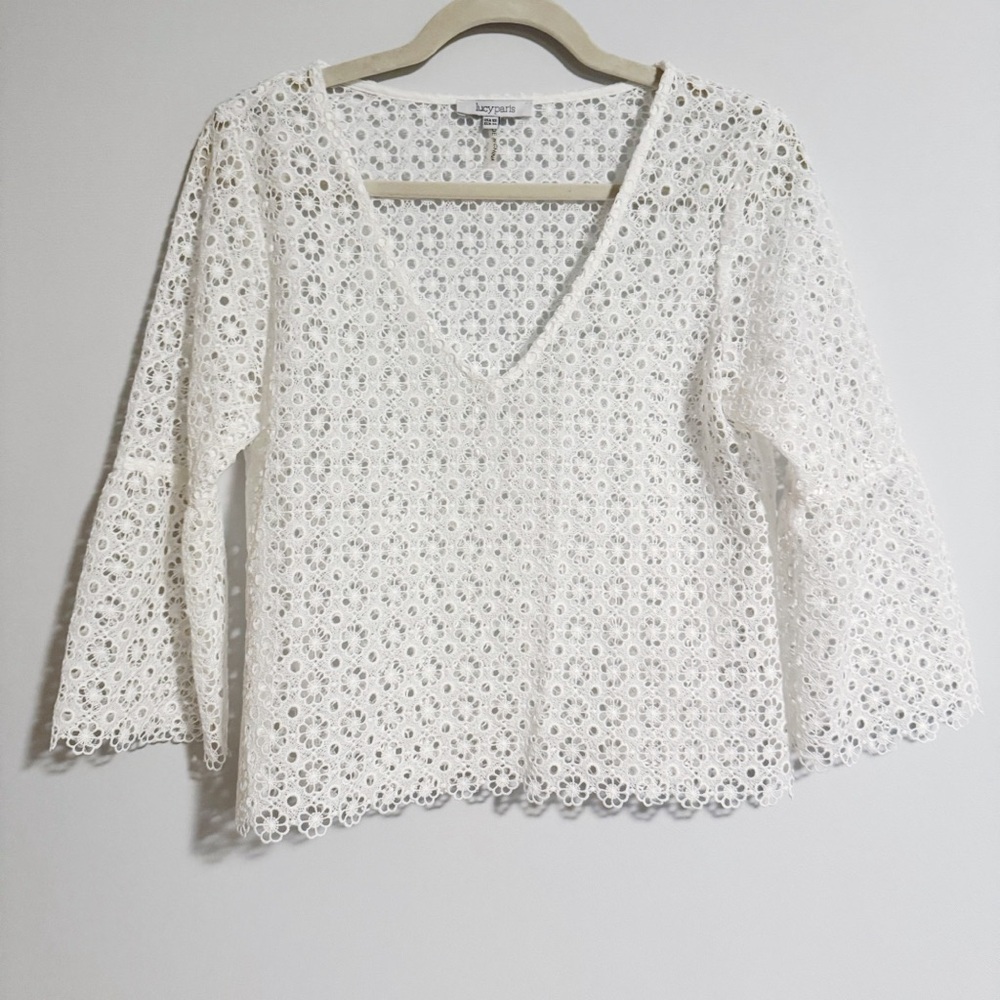 Lucy Paris - White Floral Eyelet Top